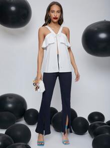 SHEIN BAE Casual Vlak Dame top Rimpeling