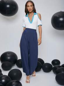 SHEIN Unity 挖肩拼接邊上衣 - 白色 - 查看 5