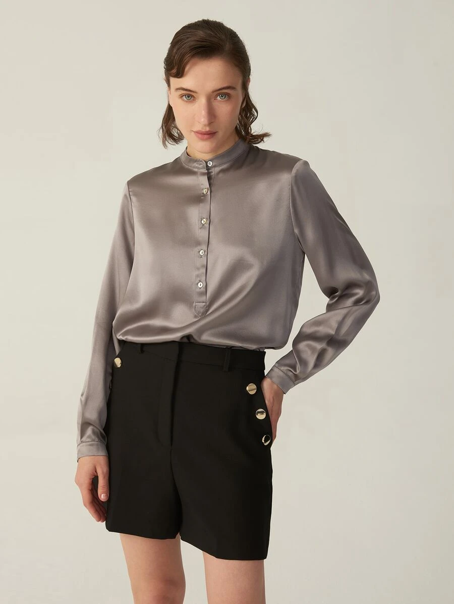 100% 19MM GRADO 6A MORA SEDOSO camisa - Bronce - Ver 1