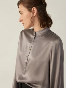 100% 19MM GRADO 6A MORA SEDOSO camisa - Bronce - Ver 3