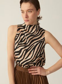 MOTF PREMIUM SILK GRADE 6A 19MM ZEBRA STRIPE TOP - Multicolor - View 6