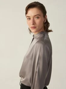 100% 19MM GRADO 6A MORA SEDOSO camisa - Bronce - Ver 7