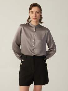 100% 19MM GRADO 6A MORA SEDOSO camisa - Bronce - Ver 9