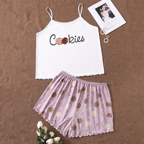 

Plus Letter & Cookie Print PJ Set, Multicolor