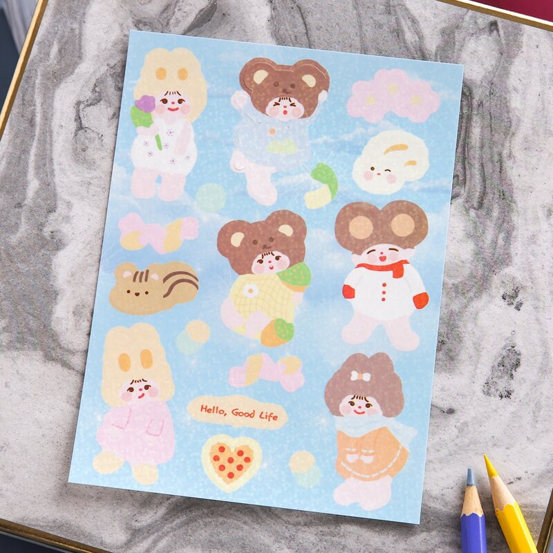 

1sheet Cartoon Graphic Sticker, Multicolor
