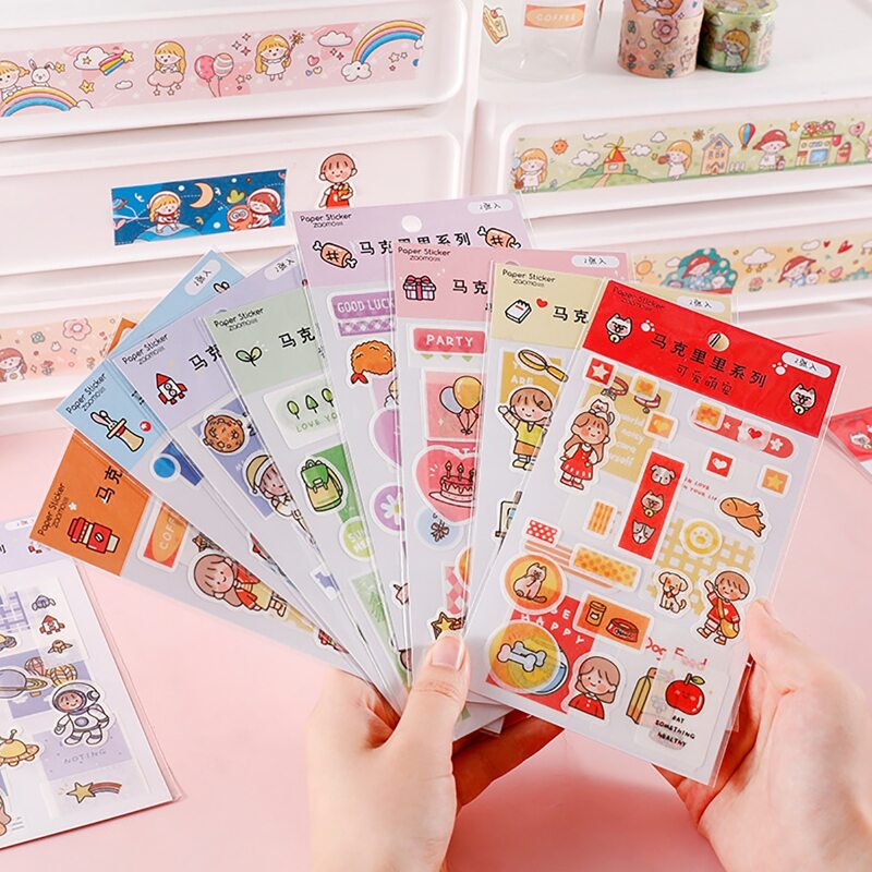 

2sheets Cartoon Graphic Random Sticker, Multicolor