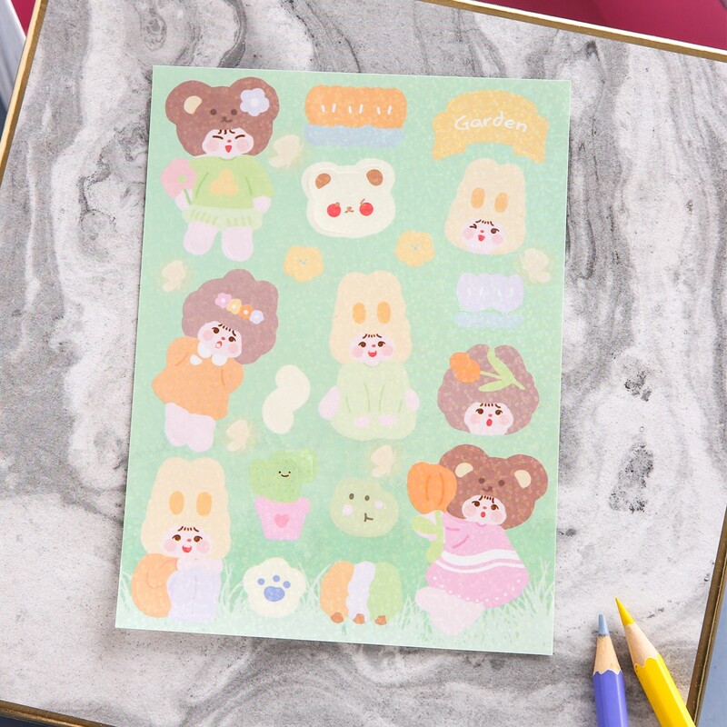 

1sheet Cartoon Graphic Sticker, Multicolor