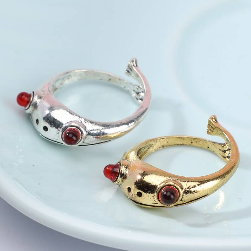 

2pcs Rhinestone Frog Cuff Ring, Multicolor