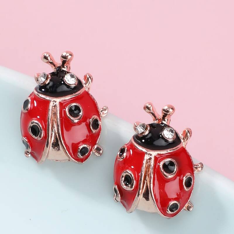 

Ladybug Stud Earrings, Red
