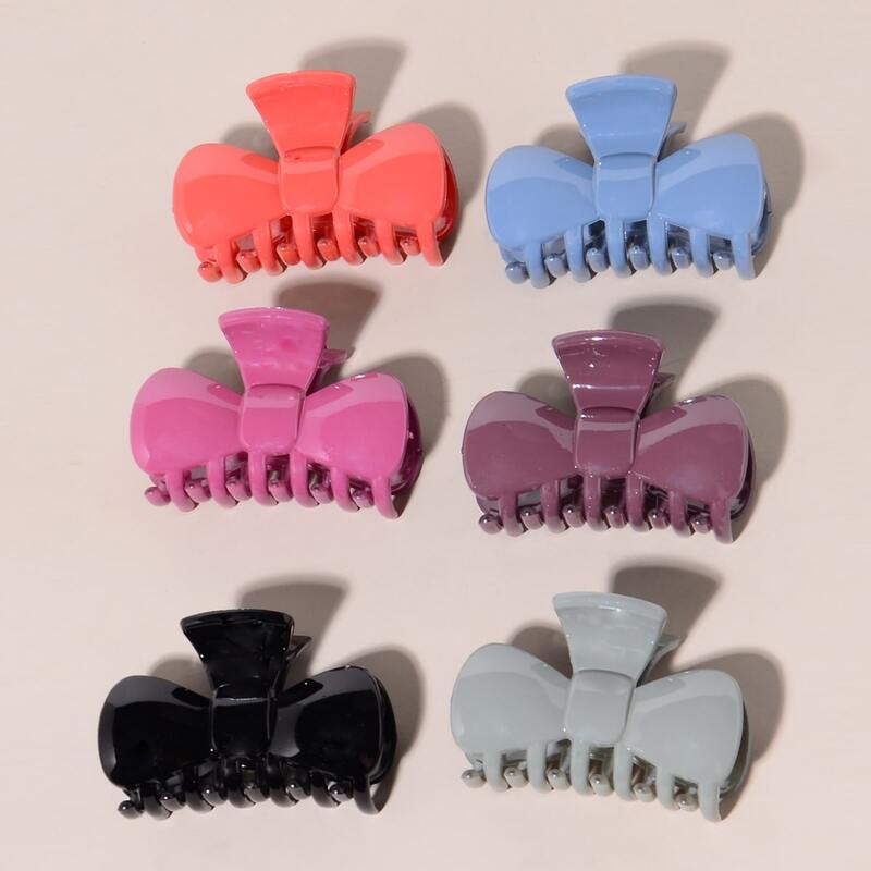 

6pcs Bow Hair Claw, Multicolor
