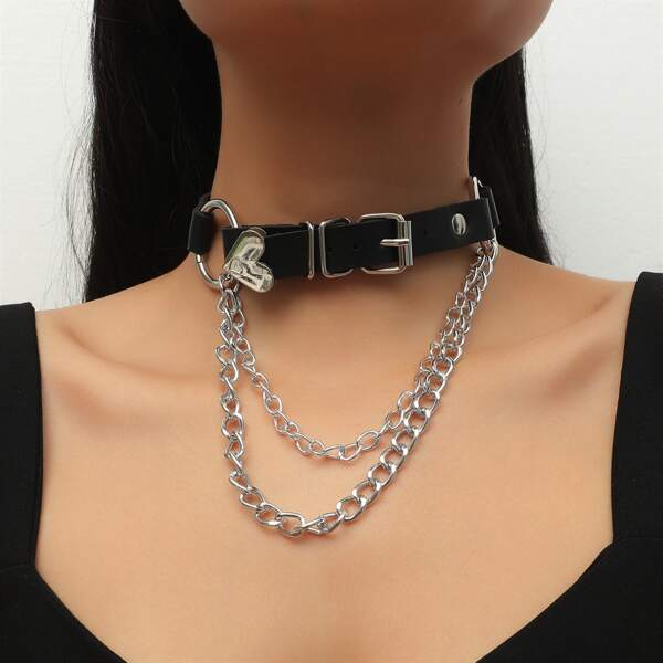 

Chain Decor Necklace, Black
