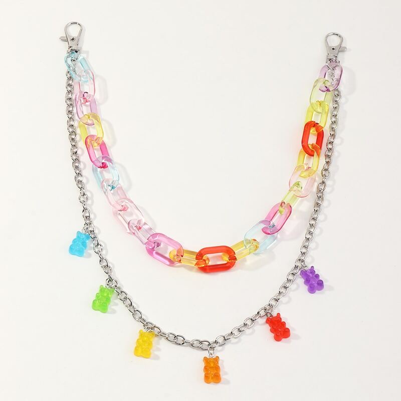 

Clear Chain & Bear Layered Pants Chain, Multicolor
