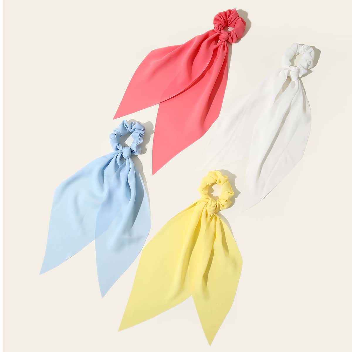 

4pcs Solid Scrunchie Scarf, Multicolor
