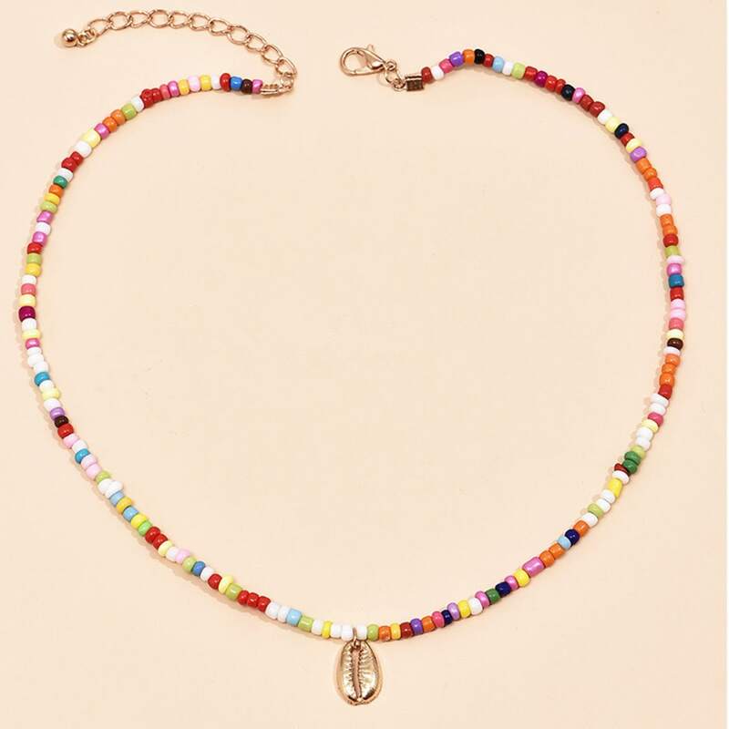 

Shell Colorful Beaded Necklace, Multicolor