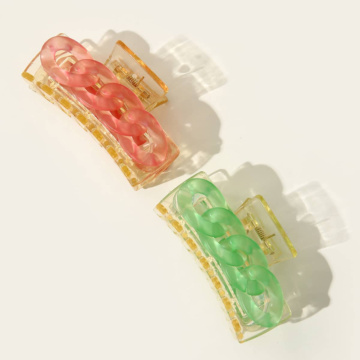 

2pcs Chain Clear Hair Claw, Multicolor