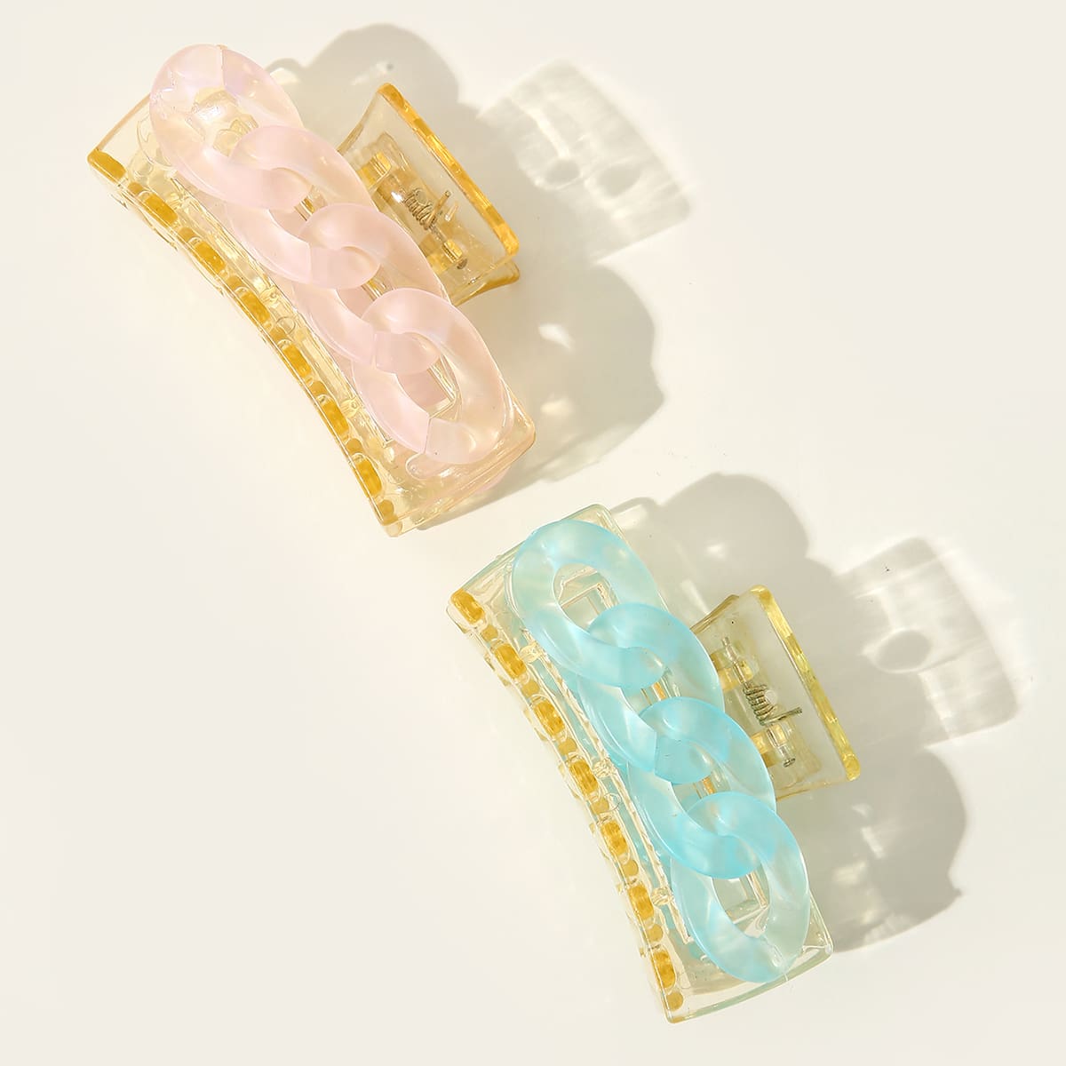 

2pcs Chain Clear Hair Claw, Multicolor