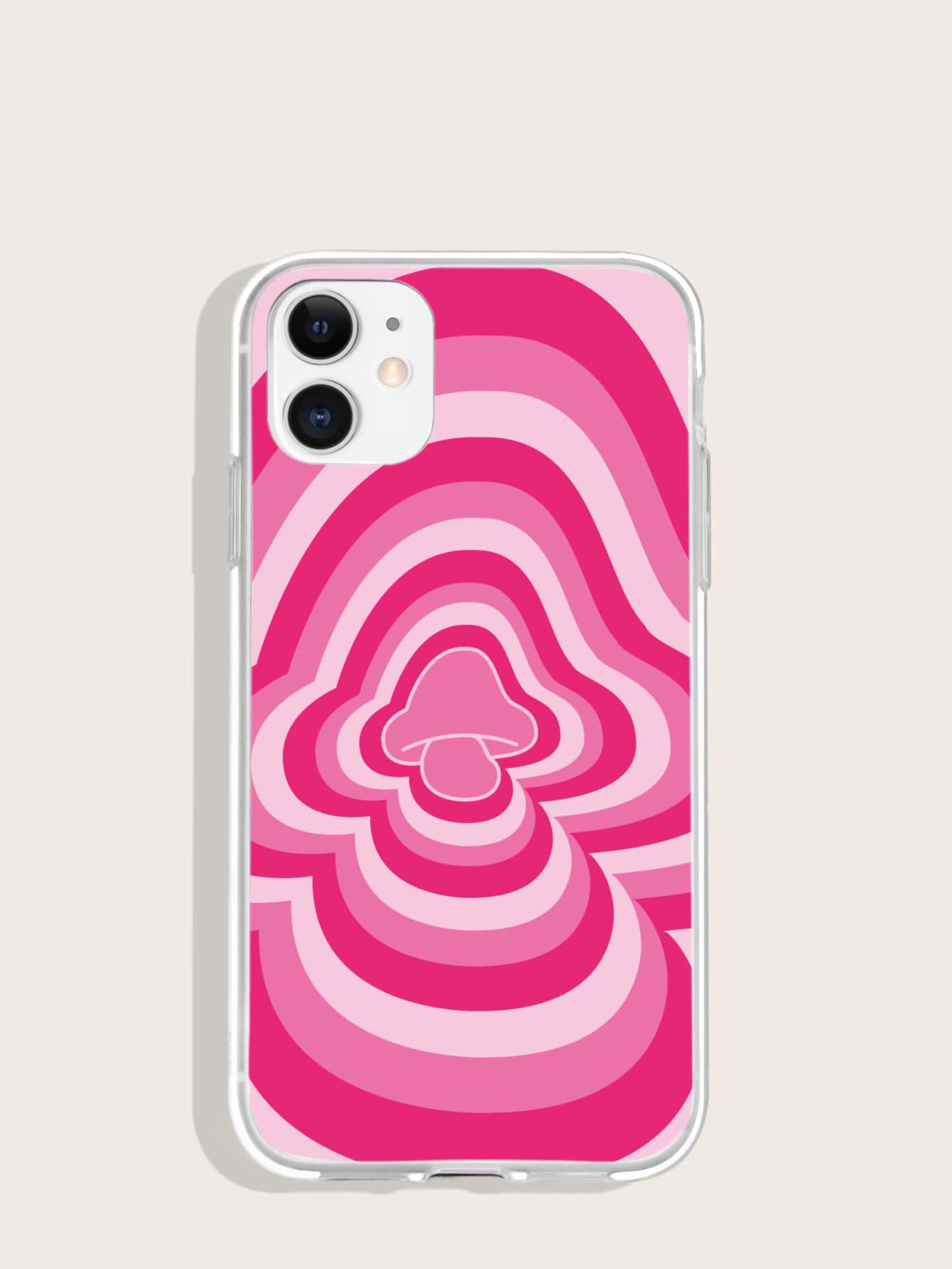 Capa de telefone com padrão de cogumelo - Rosa chiclete - Visão 1