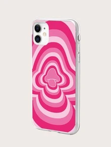 Capa de telefone com padrão de cogumelo - Rosa chiclete - Visão 4