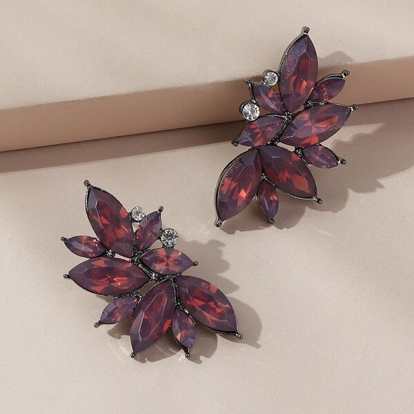 

Rhinestone Decor Earrings, Purple