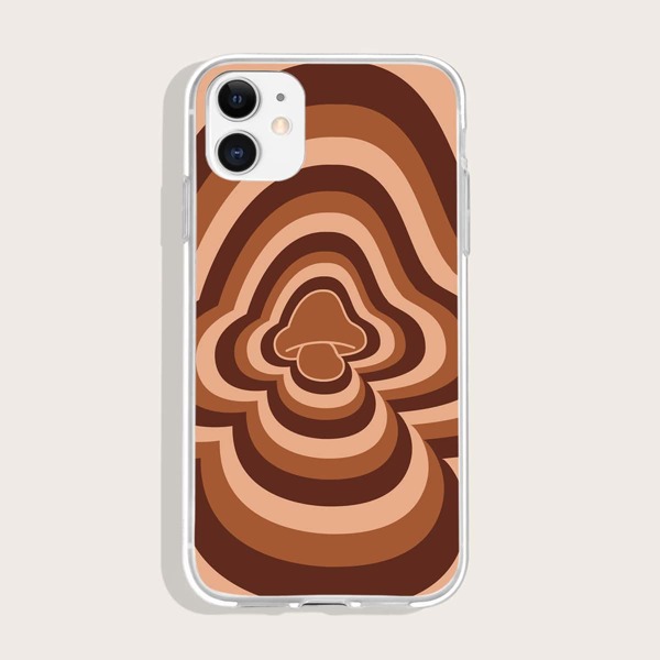 

Mushroom Pattern Phone Case, Brown
