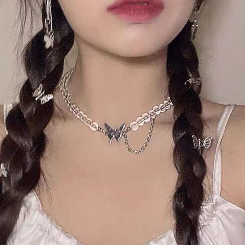 

Butterfly Clear Beaded Necklace
