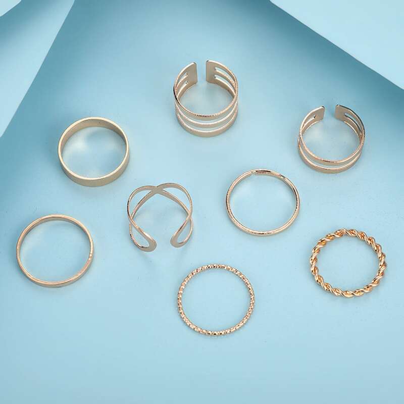 

8pcs Hollow Out Ring, Gold