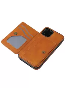 1pc Magnetic Wallet Leather Case With Card Slot, Crazy Horse Pattern Compatible With IPhone 15 Pro Max And Galaxy S24 Ultra - Brown - View 2