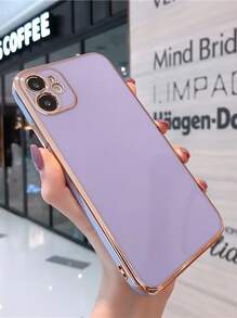 6d Electroplated Straight Edge Phone Case Compatible With Iphone 15/iphone 15 Pro/iphone 15 Pro Max - Purple - View 2