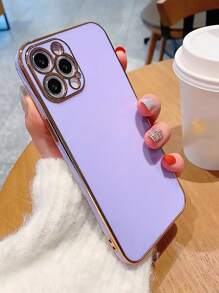 6d Electroplated Straight Edge Phone Case Compatible With Iphone 15/iphone 15 Pro/iphone 15 Pro Max - Purple - View 3