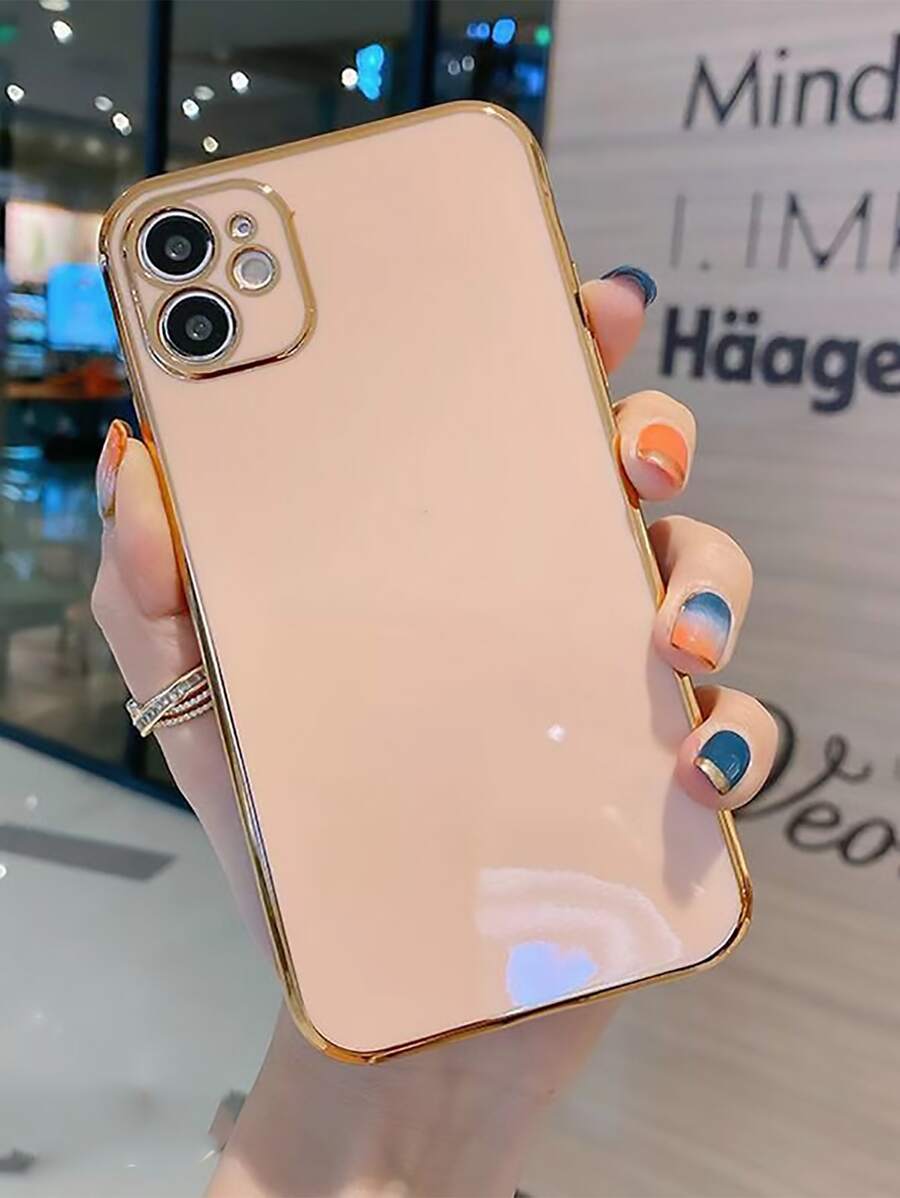 直边 6D 电镀手机壳兼容 iPhone 15、iPhone 15 Pro、iPhone 15 Pro Max、iPhone 16、iPhone 16 Pro、iPhone 16 Plus、iPhone 16 Pro Max - 粉色 - 查看 1