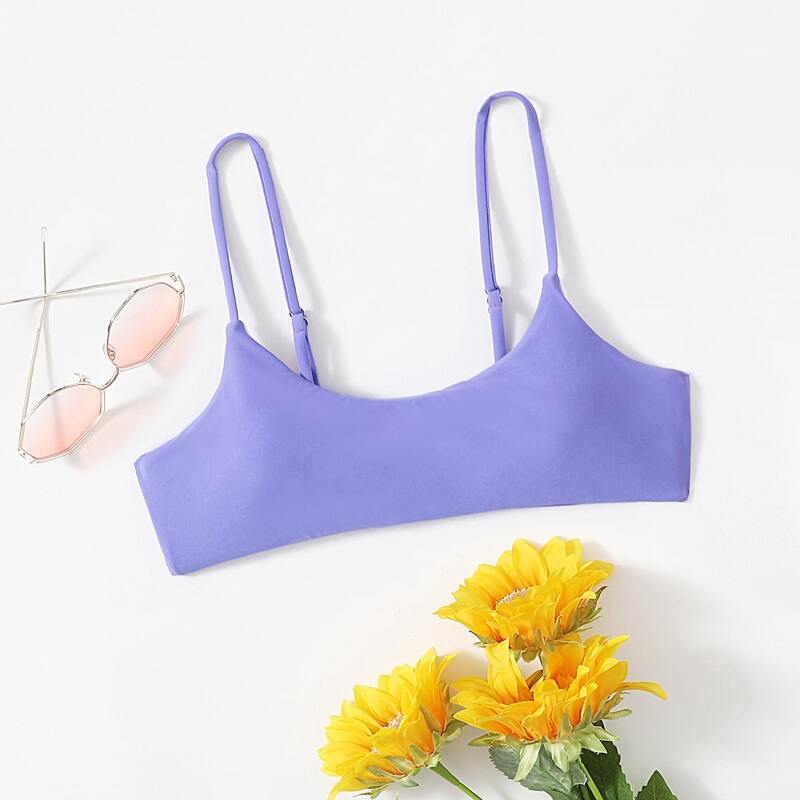 

Simple Solid Bikini Top, Purple