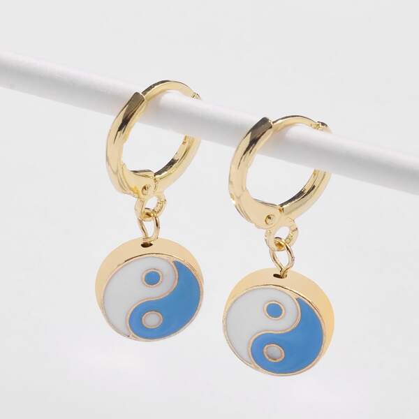 

Yin & Yang Drop Earrings, Blue and white