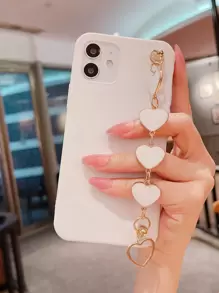 Funda de celular con tira de mano con corazón - Blanco - Ver 2