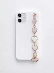 Funda de celular con tira de mano con corazón - Blanco - Ver 3