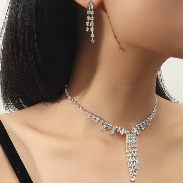 

3pcs Rhinestone Decor Jewelry Set, Silver