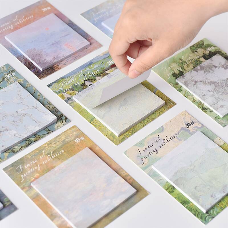 

1pc Oil Painting Pattern Sticky Note, Multicolor