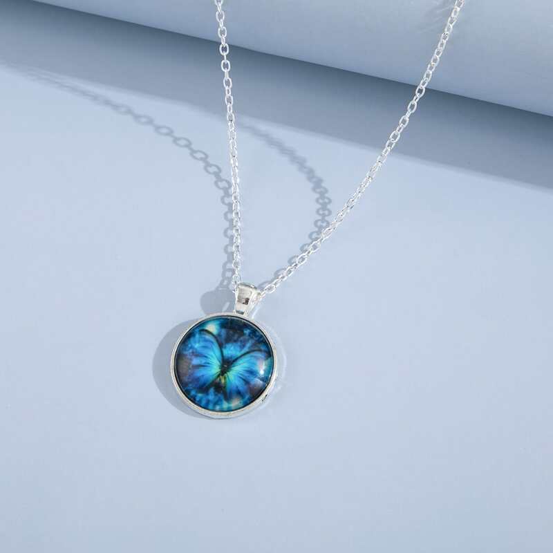 

Butterfly Coin Pendant Necklace, Silver