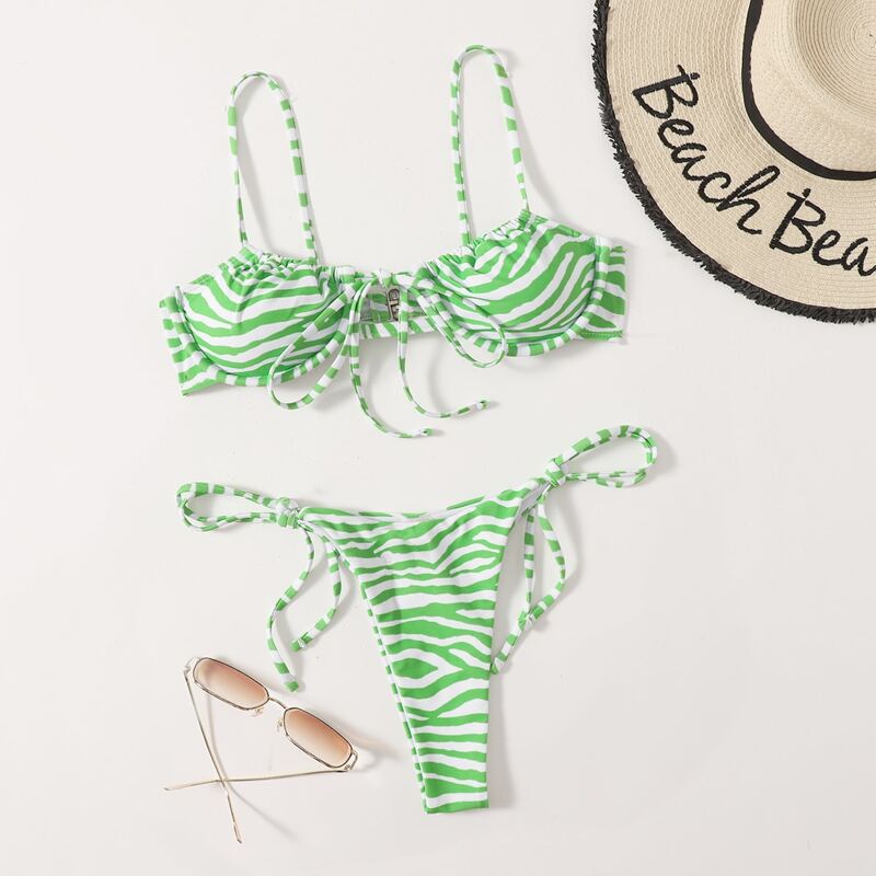 

Zebra Stripe Bikini Swimsuit, Multicolor