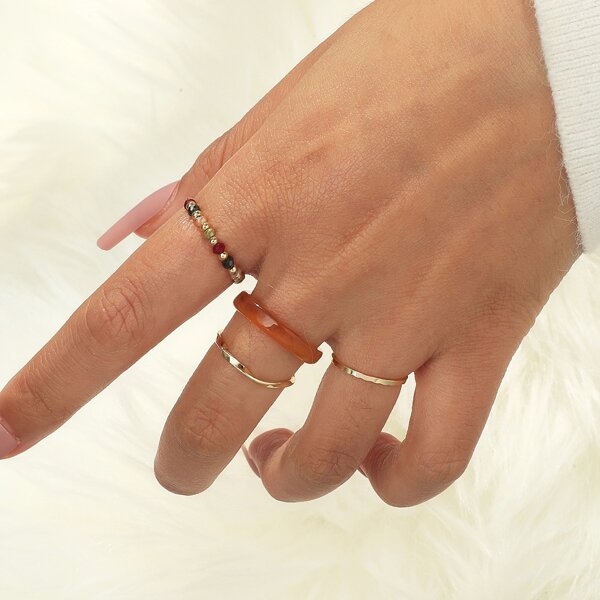 

4pcs Simple Ring, Multicolor