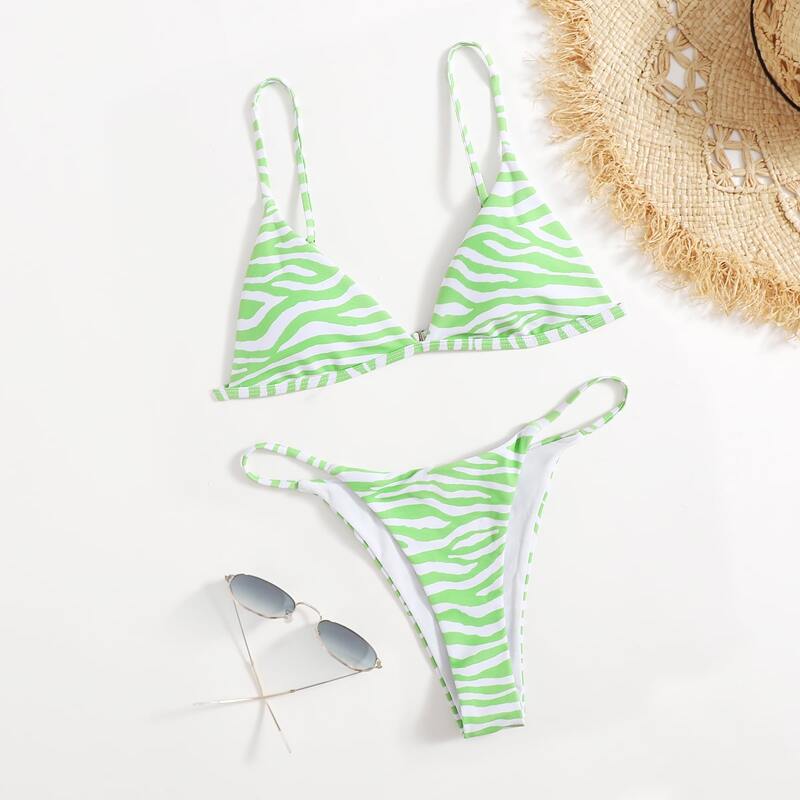 

Zebra Stripe Bikini Swimsuit, Multicolor