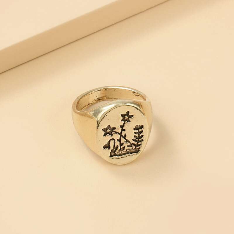 

1pc Floral Ring, Silver