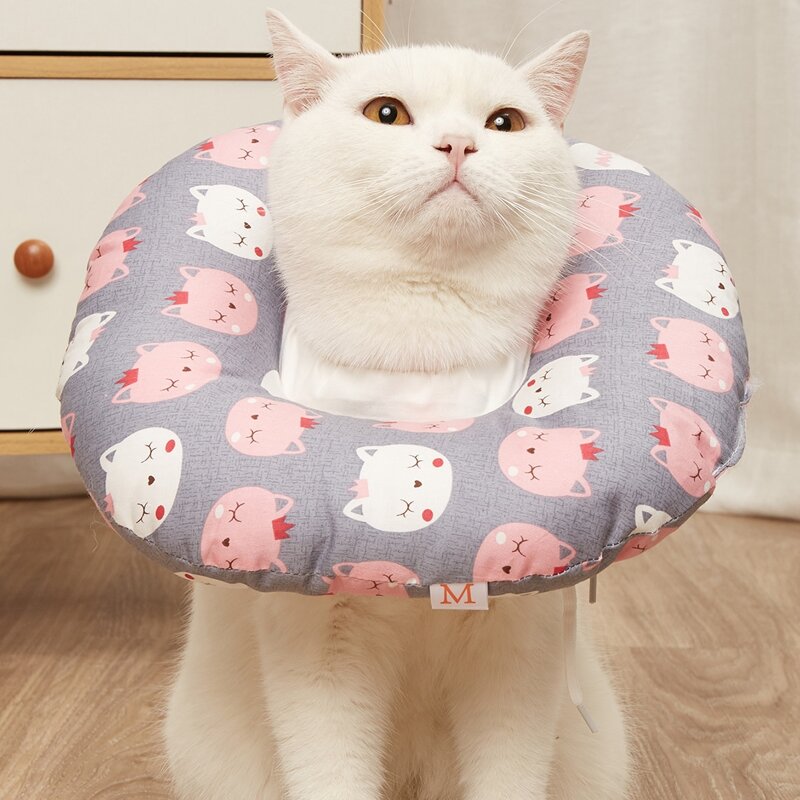 

Cartoon Cat Print Pet Recovery Collar, Multicolor