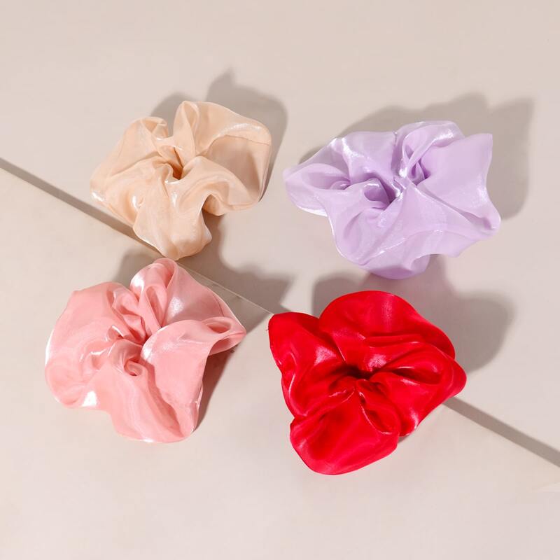 

4pcs Solid Scrunchie, Multicolor