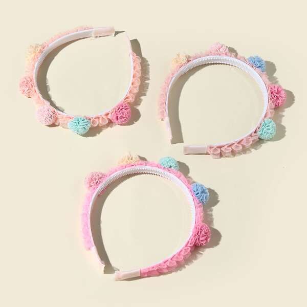 

3pcs Girls Flower Decor Headband, Multicolor
