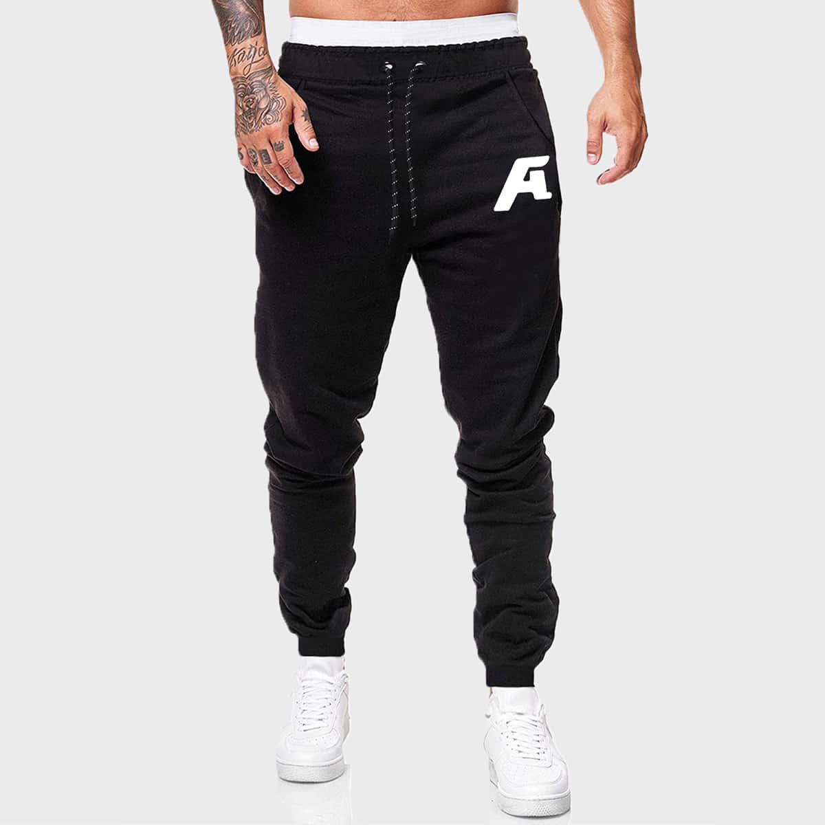 

Guys Letter Drawstring Sweatpants, Black
