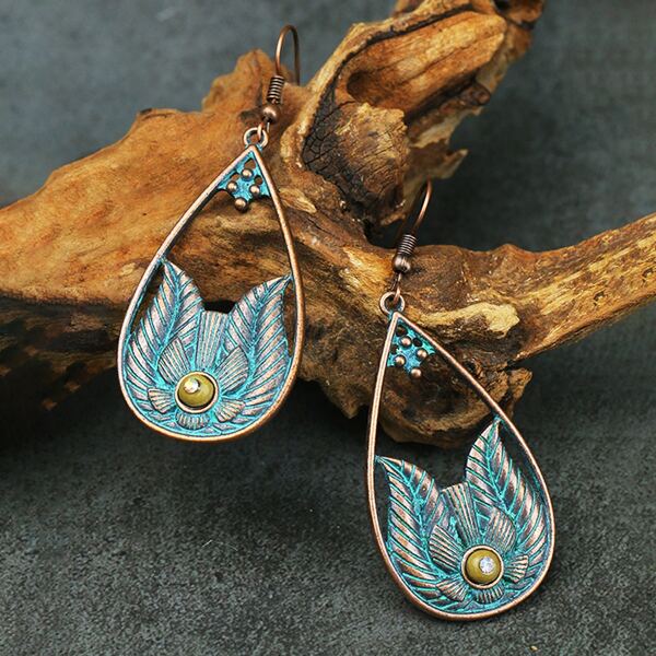 

Water-drop Design Vintage Earrings, Blue