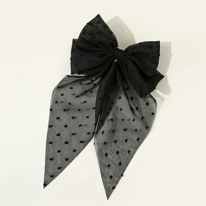 

Swiss Dot Bow Hair Clip, Black