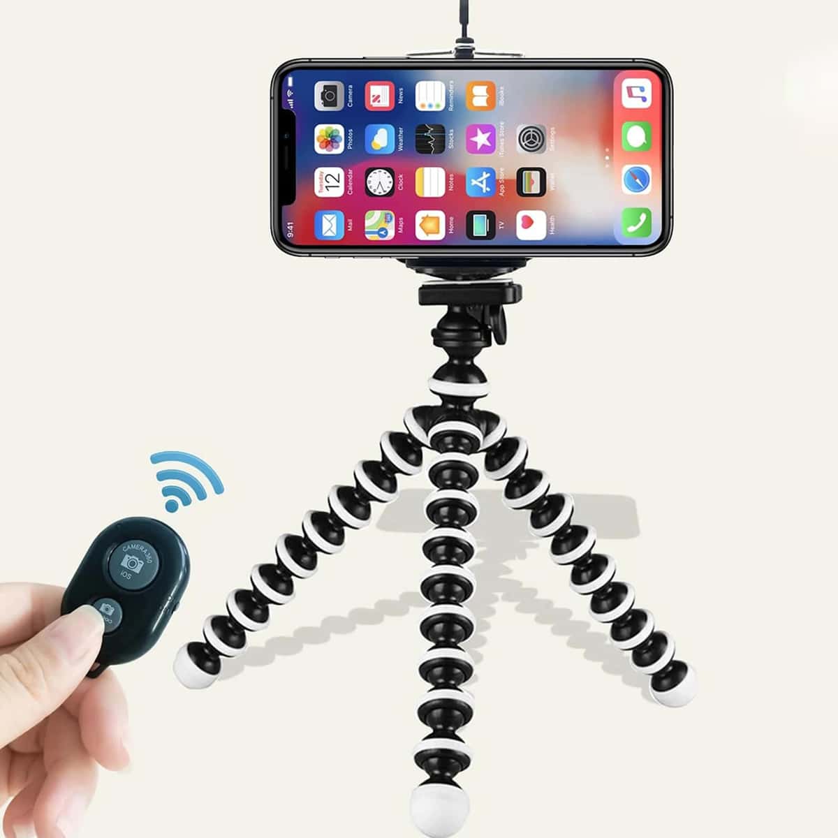 

1pc Phone Tripod Holder With Remote Control, Black