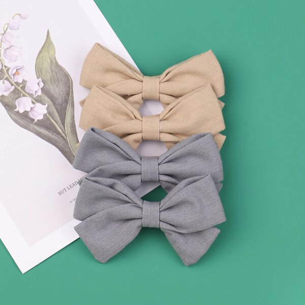 

4pcs Toddler Girls Bow Decor Hair Clip, Multicolor