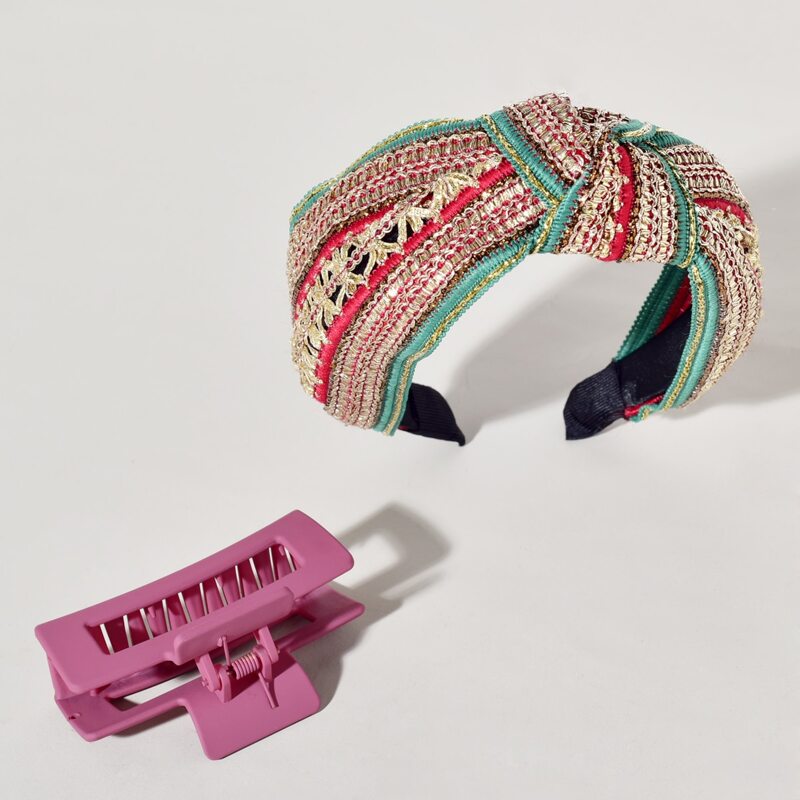 

1pc Knot Headband & 1pc Hair Claw, Multicolor